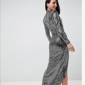 john zack sequin wrap dress